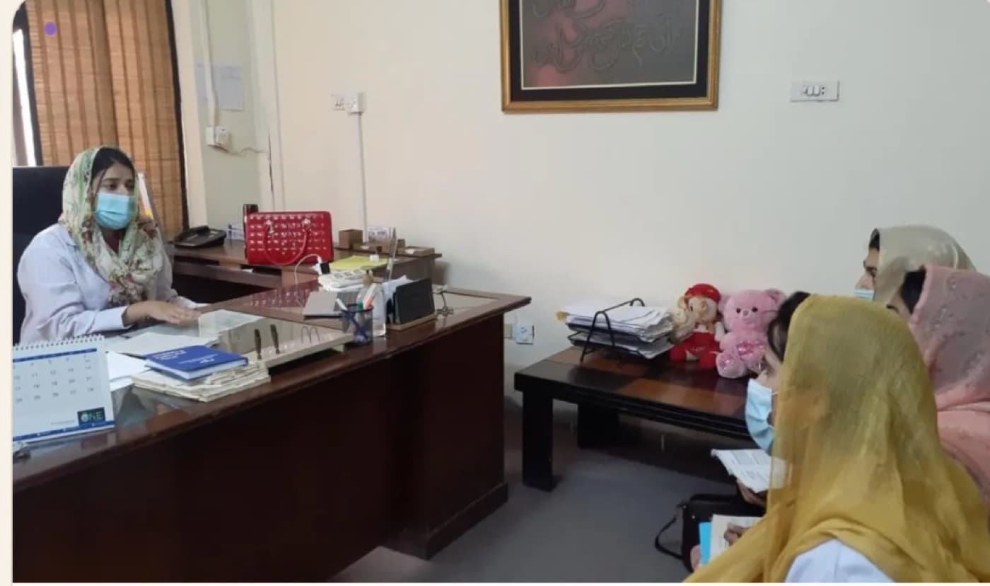 Sana Khan as civilian clinical psychologist in hospital consultation, PAF Hospital Lahore